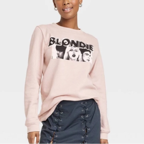 Blondie Graphic Crew Neck Sweatshirt Pullover Pink Longline Target Women XS NEW - Picture 1 of 6
